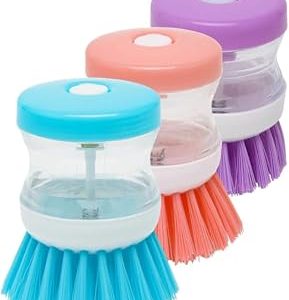 Escova de Limpeza com Recipiente para Detergente Multiuso para Louças Cozinha e Superfícies com Dispensador Cores Sortidas