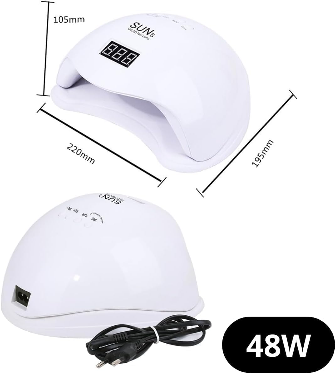 Cabine Led UV Sun 5 Digital 48w Unhas Gel Acrigel Branca Bivolt 110v – 220v PREMIUM KRORE - Image 5