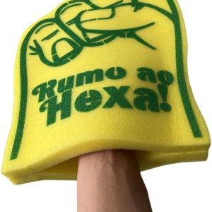 Dedo de Espuma Kit Torcedor Brasil, Amarelo com Verde, Material em Espuma, 52x23x4cm, Ideal para Jogos da Seleção Brasileira e Copa do Mundo.