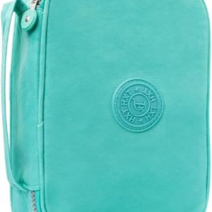 Estojo Escolar Grande Box 100 Lápis Nylon Tactel Com 27 Elásticos Ziper Resistente Escolar Papelaria Fofa Unissex Com Organizador De Lápis Canetas Marca Bella Mallu (Verde água)