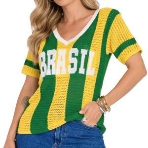 Blusa Tricot Regata Do Brasil Feminina (BR, Amarelo) Tam Unico