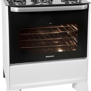 SUGGAR FOGÃO BEST GLASS BRANCO MESA DE VIDRO 5 BOCAS TRIPLA CHAMA TREMPE EM FERRO FUNDIDO ACENDIMENTO AUTOMÁTICO FGVBG510BR