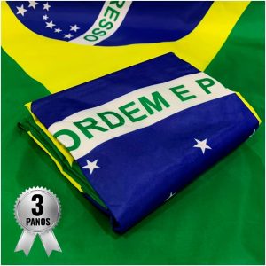 Bandeira do Brasil Dupla Face com 3 Panos e com Ilhós para Mastro Cores Nítidas da Marca Minha Bandeira