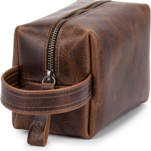 Necessaire Masculina Organizador P/viagem Couro Legítimo (MARROM)