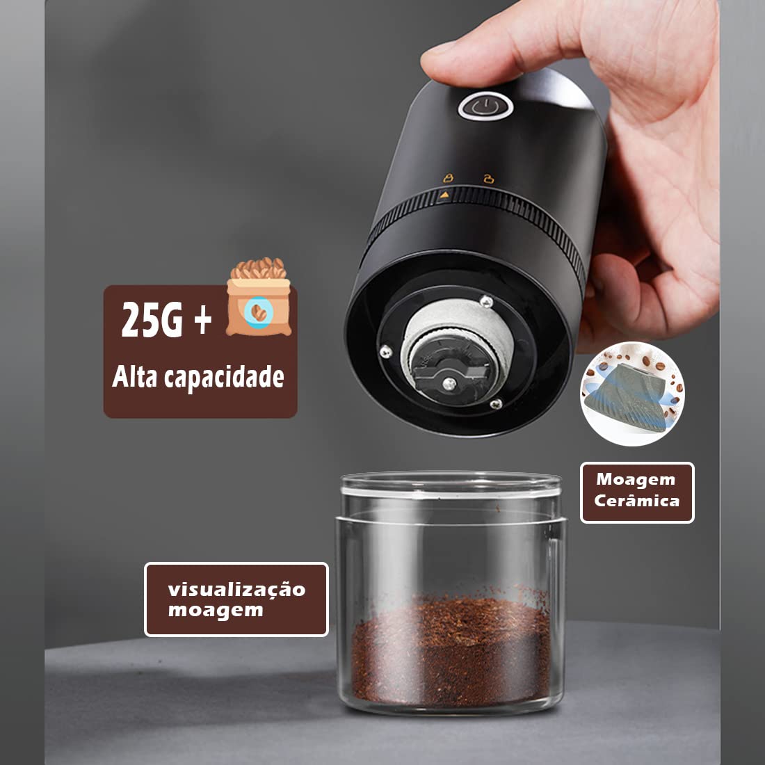 Moedor de café elétrico portátil, Iruihoo 4 xícaras pequeno moedor cônico automático moedor de grãos de café com configuração multi moagem para espresso gotejamento despeje… - Image 7