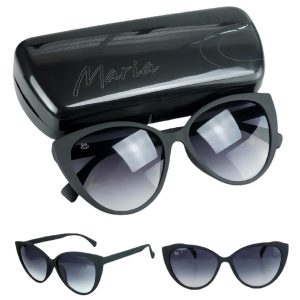 Óculos sol feminino gatinho + case presente preto original estiloso delicado moda