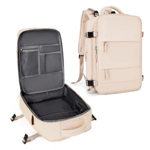 Mochila de viagem coowoz unissex, grande, mala de mão, mochila para trilha, Bege, Large