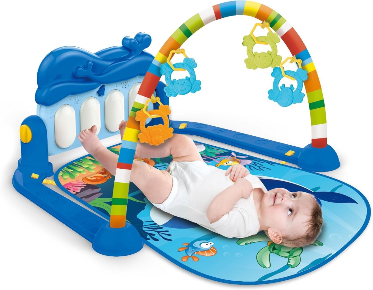 Replay Kids Tapete de Atividades com Piano Musical Joy Mar, Arco de Brinquedos Interativos, Desenhos e Formas em Cores Vibrantes, Azul - Image 5