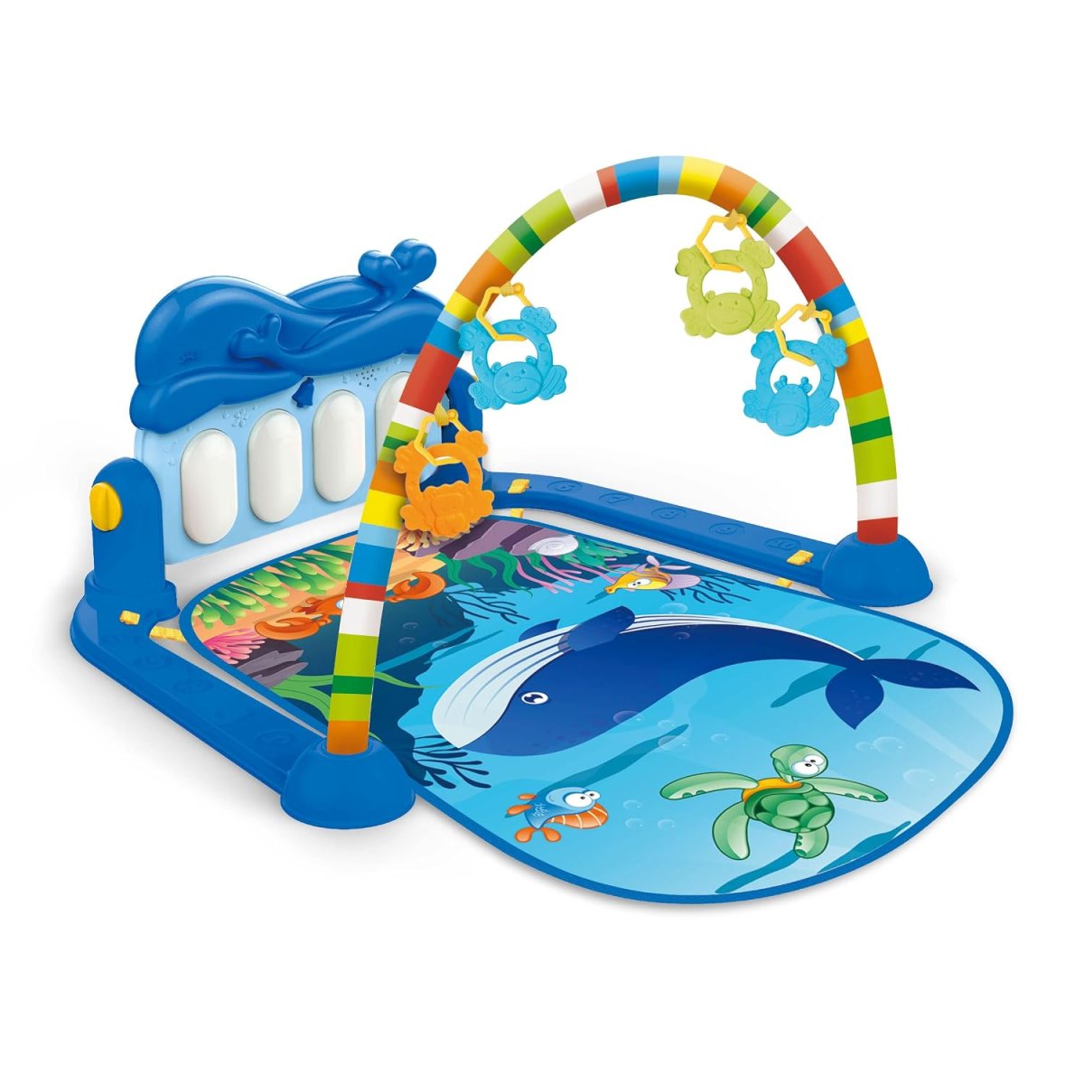 Replay Kids Tapete de Atividades com Piano Musical Joy Mar, Arco de Brinquedos Interativos, Desenhos e Formas em Cores Vibrantes, Azul