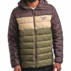 Reebok Jaqueta masculina – Jaqueta acolchoada com escudo glaciar resistente ao clima – Jaqueta masculina com capuz isolante (P-GG)