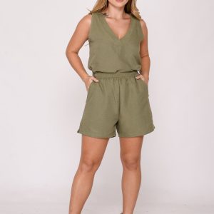 Conjunto Feminimo Blusa E Shorts 7958 Army Green